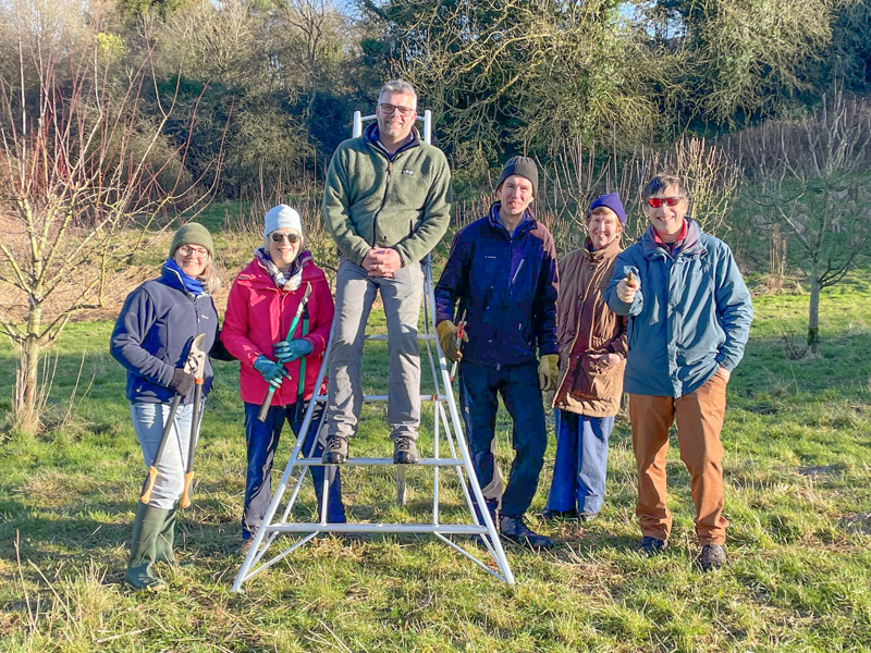 Volunteers at the Winster Orchard pruning event in 2026